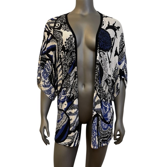 Chico's Sweaters - Chicos Cardigan Womens XL 3 Paisley Open Front Ribbed Dolman Thin Maximalist Art